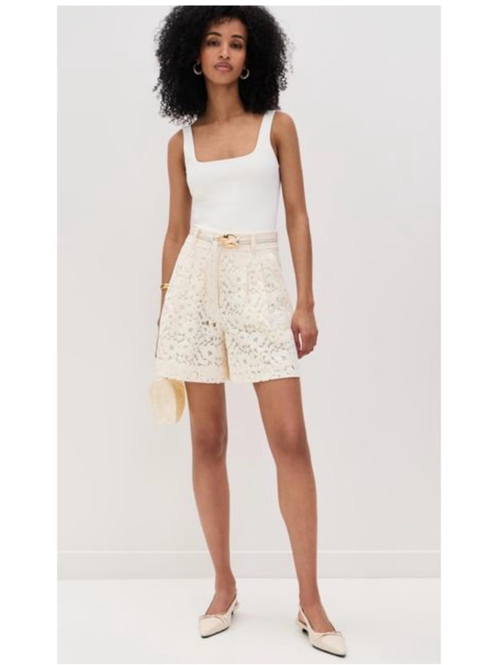 NWT Zimmermann Lace High-Waist Illuminate lace Shorts with Belt sz AU 1 US 6